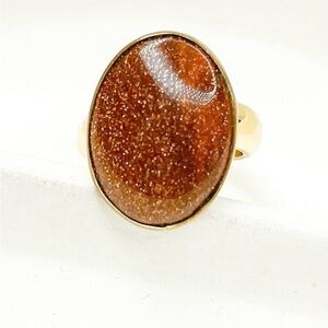 Glitter Stone Oval Adjustable Ring-Alchemia